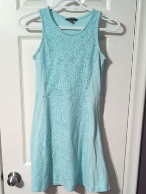 George Girls' Aqua Lace A-Line Sleeveless Dress